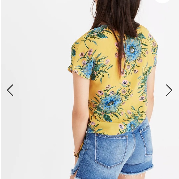 Madewell Silk Side-Tie Wrap Top in Painted Bloom - Picture 3 of 6